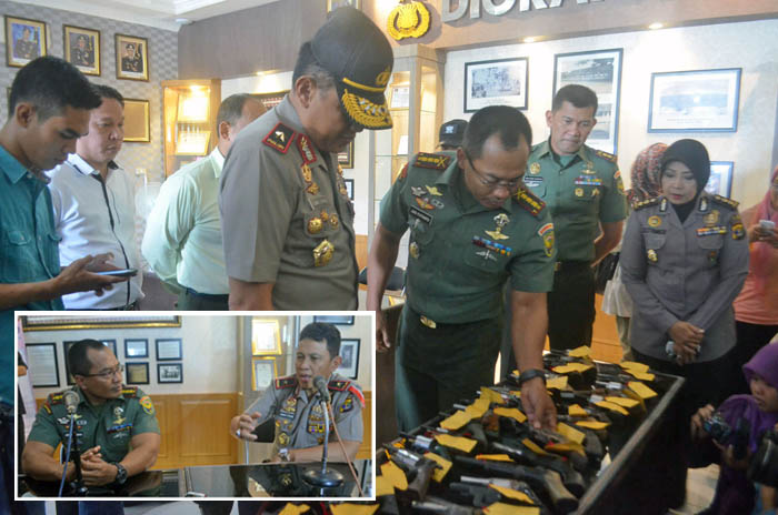 Senjata Api Ilegal Diserahkan Korem 043 Garuda Hitam ke Polda Lampung